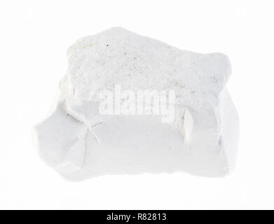 macro photography of natural mineral from geological collection - rough chalk stone on white background Stock Photo