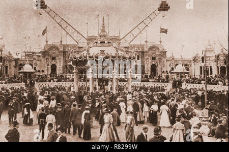 The Franco-British Exhibition of 1908, also known as 'The Bush Exhibition', and as Elite Gardens, a large public fair, which attracted 8 million visitors and celebrated the Entente Cordiale signed in 1904 by the United Kingdom and France. The exhibition buildings were clad in gleaming white marble, and the attraction was soon dubbed the 'Great White City'. The nickname stuck, and White City is today the formal name for the area just to the north of Shepherd's Bush. Stock Photo