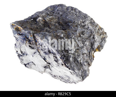 macro photography of natural mineral from geological collection - raw bituminous coal stone on white background Stock Photo