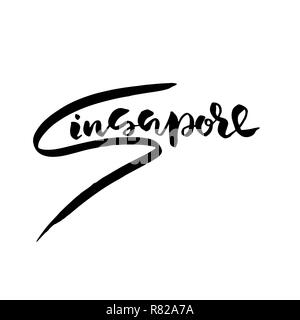 Singapore. Modern dry brush lettering. Calligraphy banner. Typography poster. Vector illustration. Stock Vector