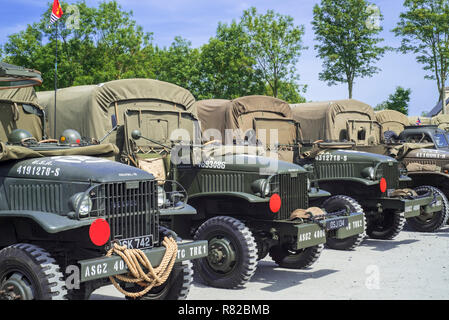 American World War Two GMC CCKW 6x6 US Army cargo trucks, military vehicle also known as Jimmy Stock Photo