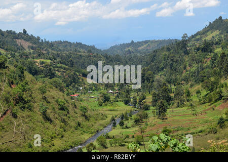 Chania River and Zaina waterfall in Nyeri County, Kenya Stock Photo