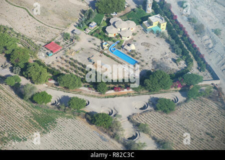 Aerial view of Cantalloc Aqueducts in Nazca, Peru. Stock Photo