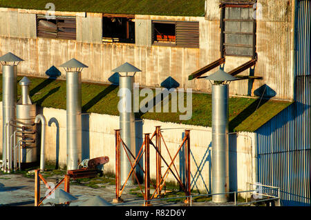 Sections of an old paper mill that sits abandoned waiting for demolition in Oregon City,Oregon Stock Photo