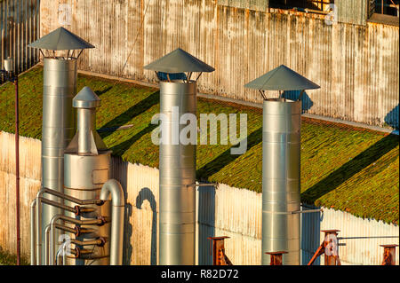 Sections of an old paper mill that sits abandoned waiting for demolition in Oregon City,Oregon Stock Photo