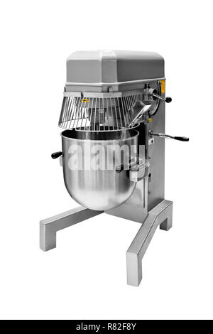 Bread Mixer In Bakery, mixing dough for baguettes in a bakery machine for mixing dough Stock Photo