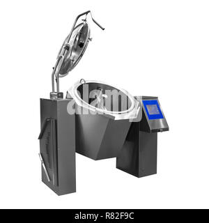 large stationary electrical  kitchen pot with a cover and touch control panel isolated on a white background Stock Photo