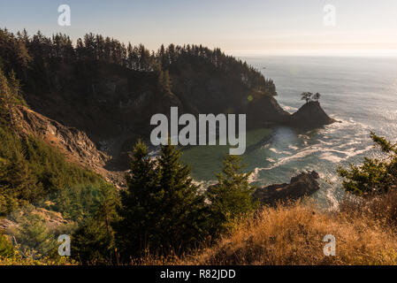 Cove at sunset in an area of the southern coast of Oregon, USA Stock Photo