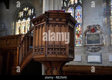 The pulpit at the University Church of St Mary the Virgin in Oxford, UK Stock Photo