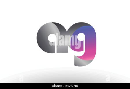 silver letter AG metal combination alphabet logo icon design with grey ...