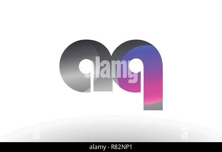 silver letter AQ metal combination alphabet logo icon design with grey ...
