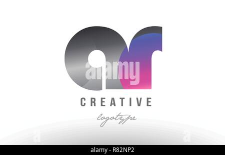 Design of alphabet letter combination ar a r silver grey metal metallic gradient color suitable as a logo for a company or business Stock Vector