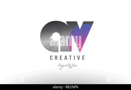 silver letter AV metal combination alphabet logo icon design with grey ...