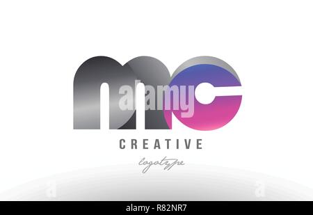 silver letter MC metal combination alphabet logo icon design with grey ...