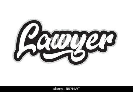 lawyer hand written word text for typography design in black and white color. Can be used for a logo, branding or card Stock Vector