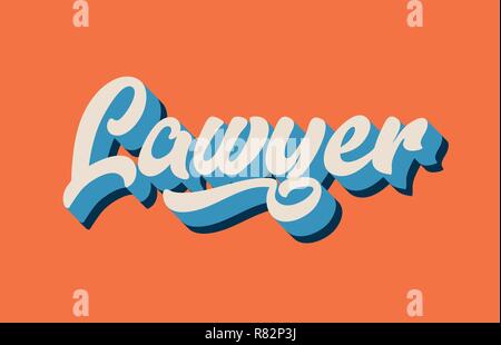 lawyer hand written word text for typography design in orange blue white color. Can be used for a logo, branding or card Stock Vector