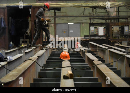Ship building at the Russian shipyard "LOTOS" in Astrakhan, Russia. Stock Photo