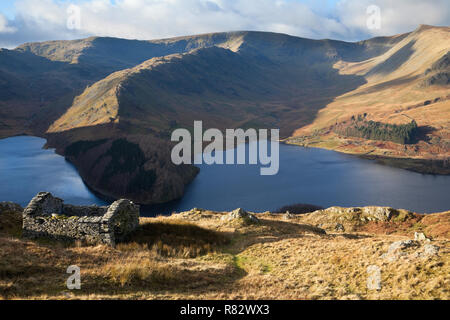 Ruined building on the Corpse Road above Haweswater in Mardale, Cumbria. Stock Photo