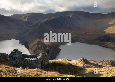 Ruined building on the Corpse Road above Haweswater in Mardale, Cumbria. Stock Photo