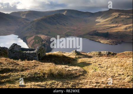 Ruined building on the Corpse Road above Haweswater in Mardale, Cumbria. Stock Photo