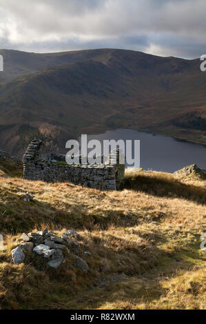 Ruined building on the Corpse Road above Haweswater in Mardale, Cumbria. Stock Photo