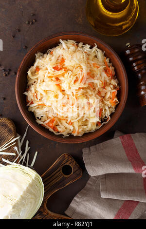 Sauerkraut. Chopped cabbage pickled in brine Stock Photo