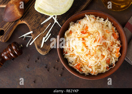 Sauerkraut. Chopped cabbage pickled in brine Stock Photo