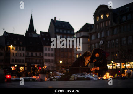 Strasbourg, France - Dec 29, 2018: Tourists, father and daughter