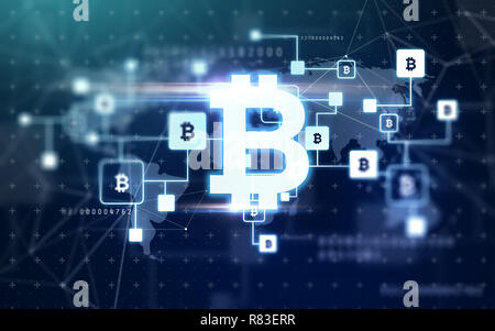 bitcoin block chain projection Stock Photo