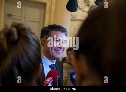 Olivier Faure first secretary socialist seen speaking to the media at a session of questions to the government at the National Assembly. Stock Photo