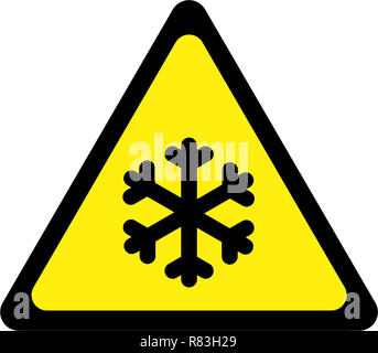 Warning sign with ice symbol Stock Photo