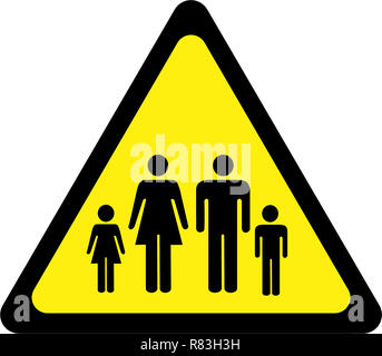 Parent and child symbol. Warning sign isolated on white background ...