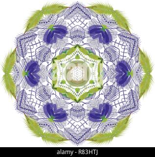 abstract round and hex floral ornamental frame. Stock Vector