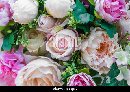 wedding decoration flower fabric , pink rose Stock Photo