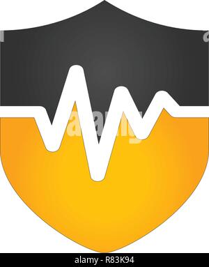 heart beat pulse shield security icon vector medical logo element Stock Vector