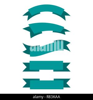Set of ribbons in flat style. Vector illustration. Collection of isolated ribbons Stock Vector