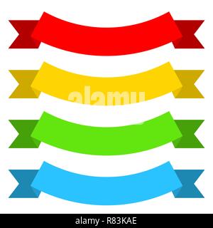 Set of colored ribbons in flat style. Vector illustration. Collection of isolated ribbons Stock Vector