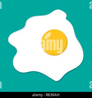 Fried Egg in flat style. Vector illustration. Simple Fried Egg isolated Stock Vector