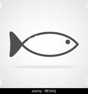 Fish icon isolated. Vector illustration. Gray fish symbol in flat style Stock Vector
