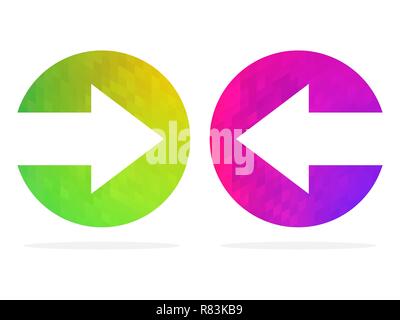 Right and left arrows. Vector illustration. Next and back colorful buttons. Stock Vector