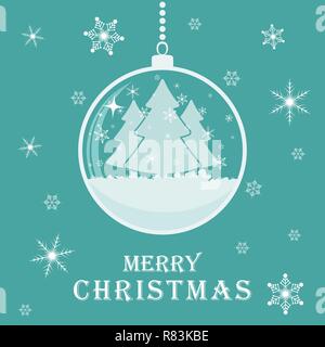 Christmas greeting card with abstract glass Christmas ball. Vector illustration. Hanging Christmas ball Stock Vector