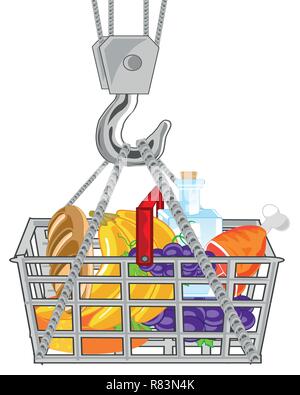 Basket with product on hook from tap Stock Vector