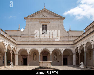 Montecassino, Italy - June 17, 2017: Cloister of Benedictine abbey of Montecassino. Italy Stock Photo