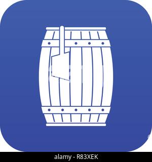 Wooden barrel with ladle icon digital blue Stock Vector