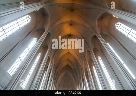 Inside the church of Reykjavik in Iceland Stock Photo