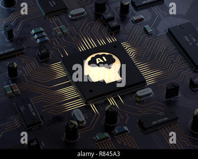 AI, Artificial Intelligence,3d rendering,conceptual image. Stock Photo