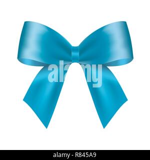 Decorative blue bow. Vector bow for page decor isolated on white Stock Vector