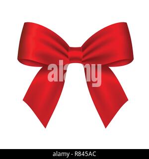 Decorative red bow. Vector bow for page decor isolated on white Stock Vector