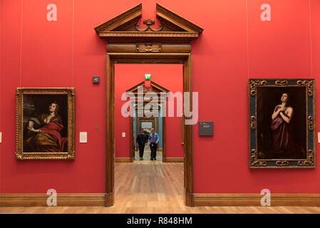 Ireland,Dublin, National Gallery of Ireland, interior with art work and receding corridor Stock Photo