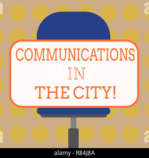 Word writing text Communications In The City. Business concept for Digital network technologies around the cities Blank Rectangular Shape Sticker Sitt Stock Photo